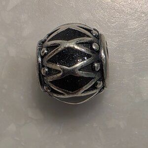 Pandora Sterling Silver & Black Enamel Charm, EUC